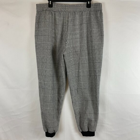 Alice & Olivia Houndstooth Classics Pants 14 Black White Elastic Waist Jogger - Picture 6 of 10